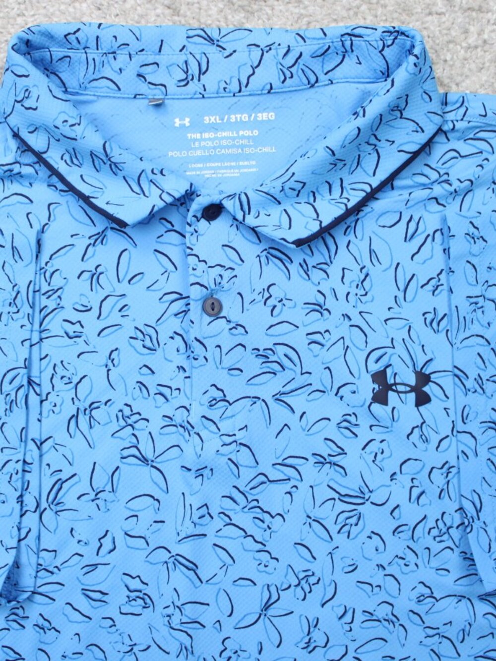 Under Armour Polo Shirt Mens 3XLXXXL Blue Geometric UA Iso-Chill Verge Golf S/S